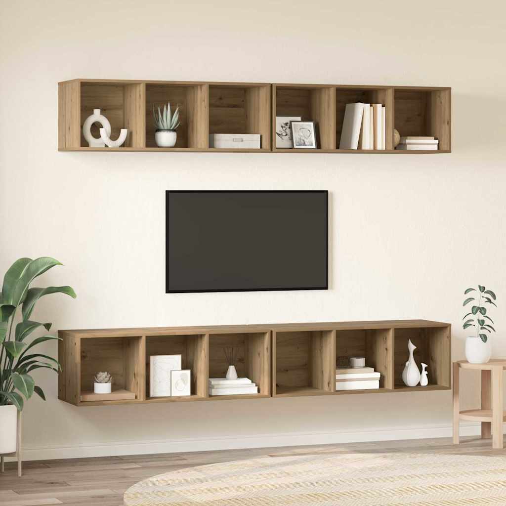 Set TV komoda Zidne 4 pcs Umjetnički hrast 37 x 37 x 107 cm