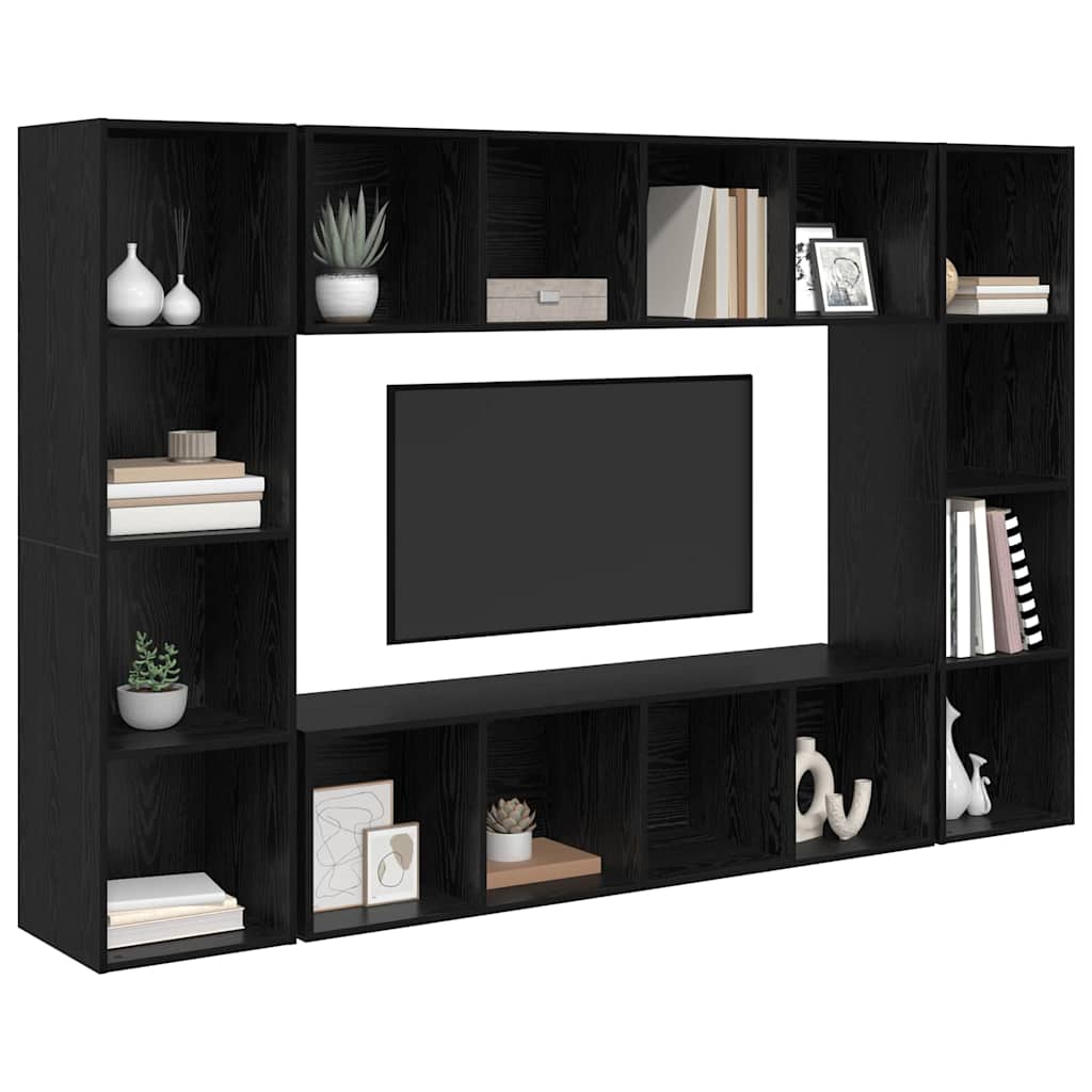 Set TV komoda 4 pcs Crna 37 x 37 x 142,5 cm Konstruirano drvo