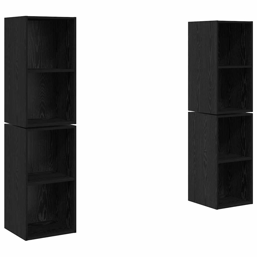 Set TV komoda Zidne 4 pcs Crni hrast 37 x 37 x 72 cm