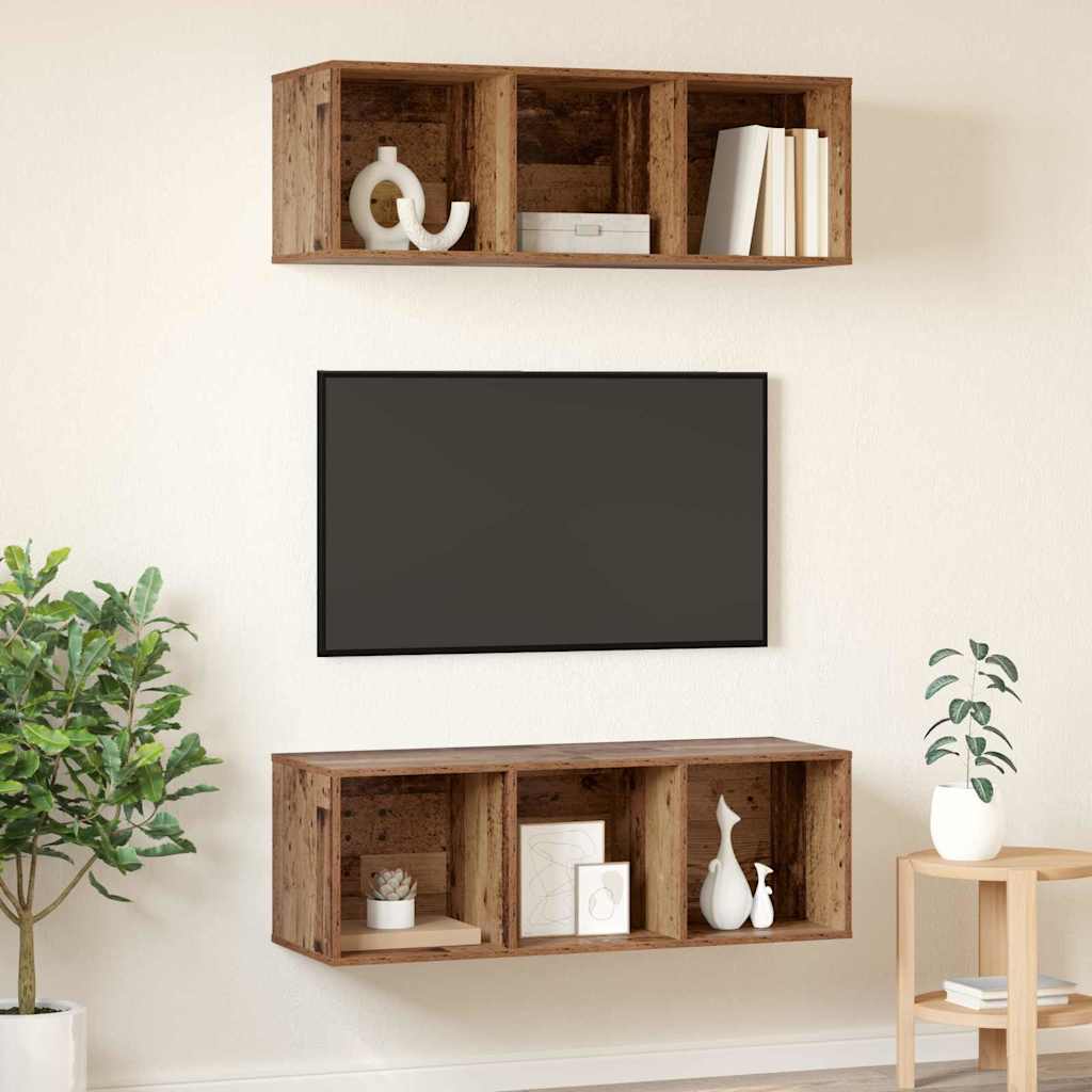 Set TV komoda Zidne 2 pcs Staro drvo 37 x 37 x 107 cm