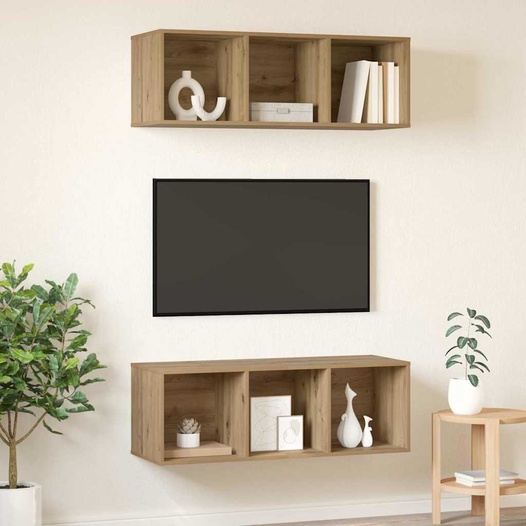 Set TV komoda Zidne 2 pcs Umjetnički hrast 37 x 37 x 107 cm