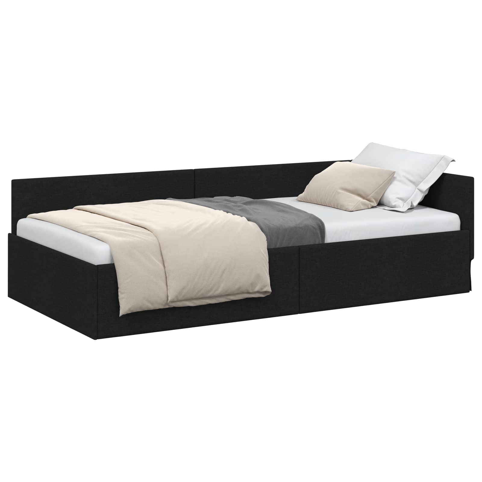 Kutni okvir kreveta s uzglavljem Crna 80 cm x 200 cm tkanina