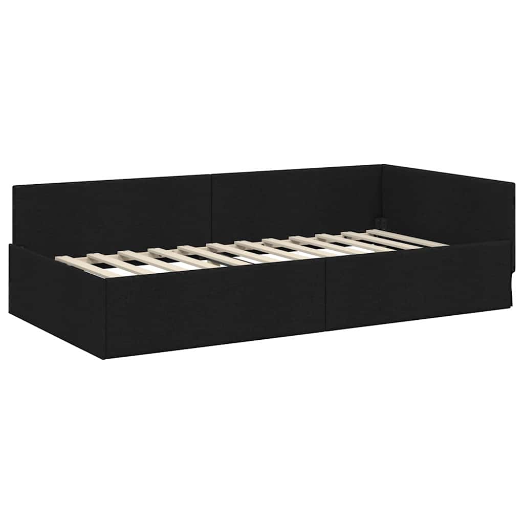Kutni okvir kreveta s uzglavljem Crna 80 cm x 200 cm tkanina