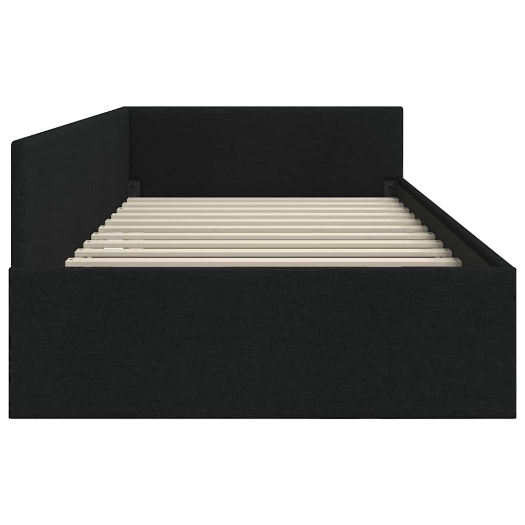 Kutni okvir kreveta s uzglavljem Crna 80 cm x 200 cm tkanina