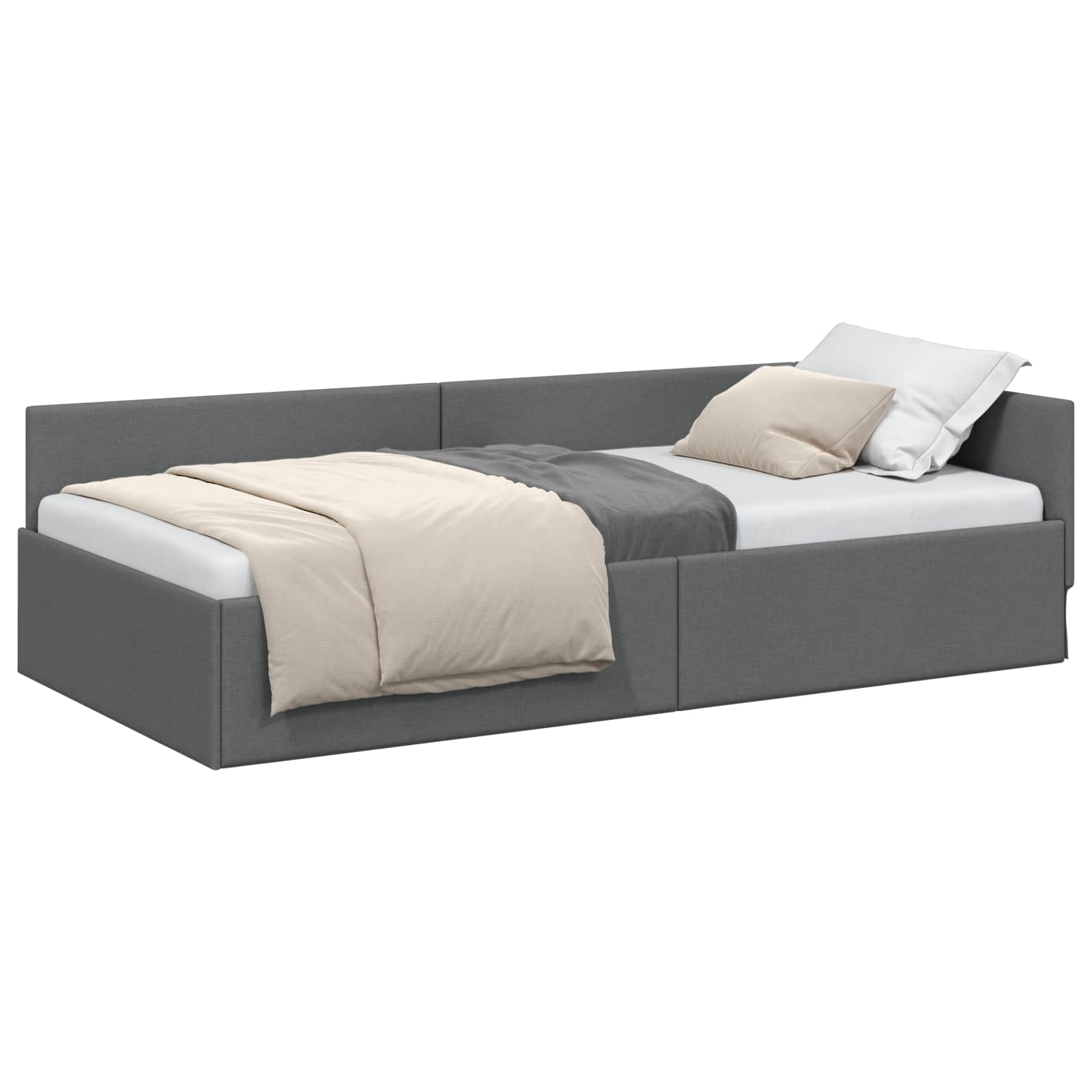 Kutni okvir kreveta Tamno siva 90 cm x 190 cm tkanina