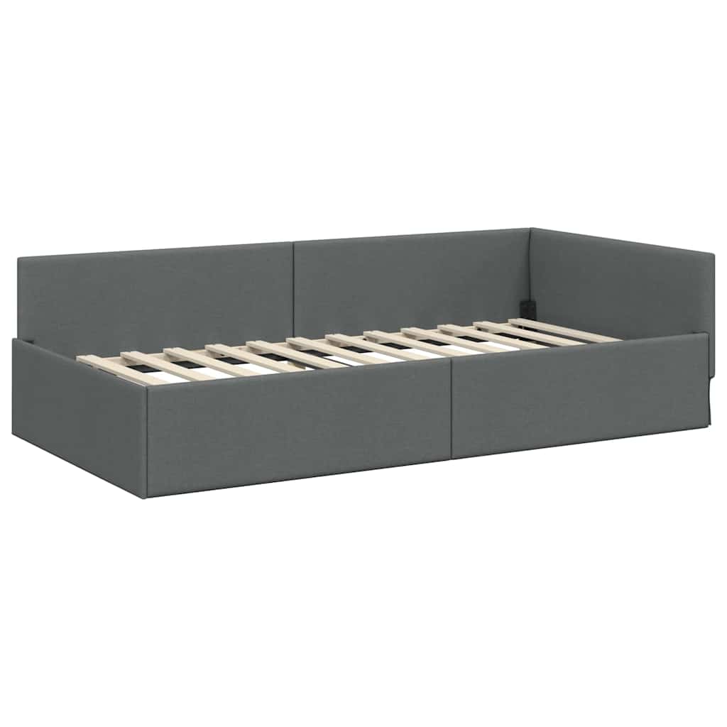 Kutni okvir kreveta Tamno siva 90 cm x 190 cm tkanina