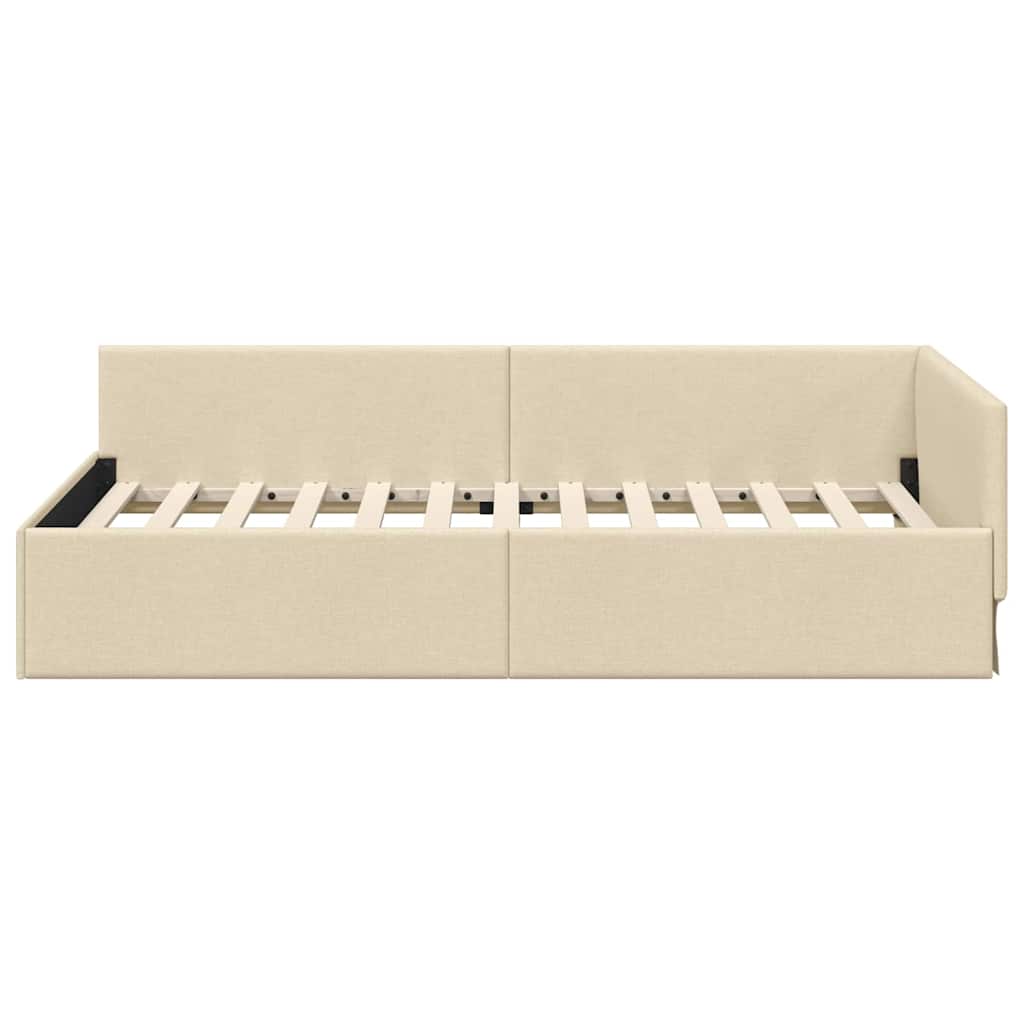 Kutni okvir kreveta s uzglavljem Krema 90 cm x 190 cm tkanina