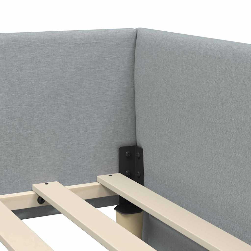 Kutni okvir kreveta Svijetlo siva 90 cm x 200 cm tkanina