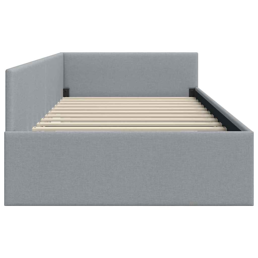 Kutni okvir kreveta Svijetlo siva 90 cm x 200 cm tkanina