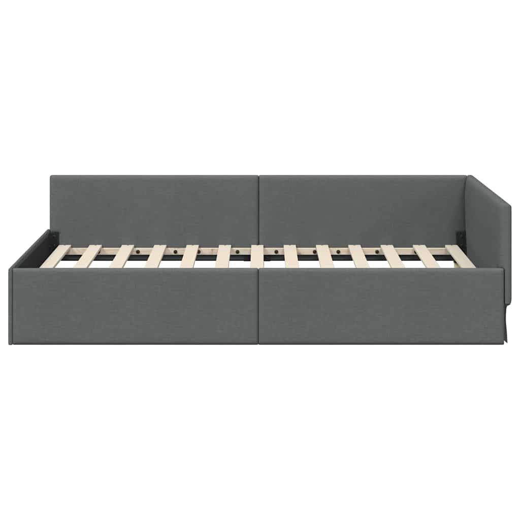 Kutni okvir kreveta Tamno siva 90 cm x 200 cm tkanina