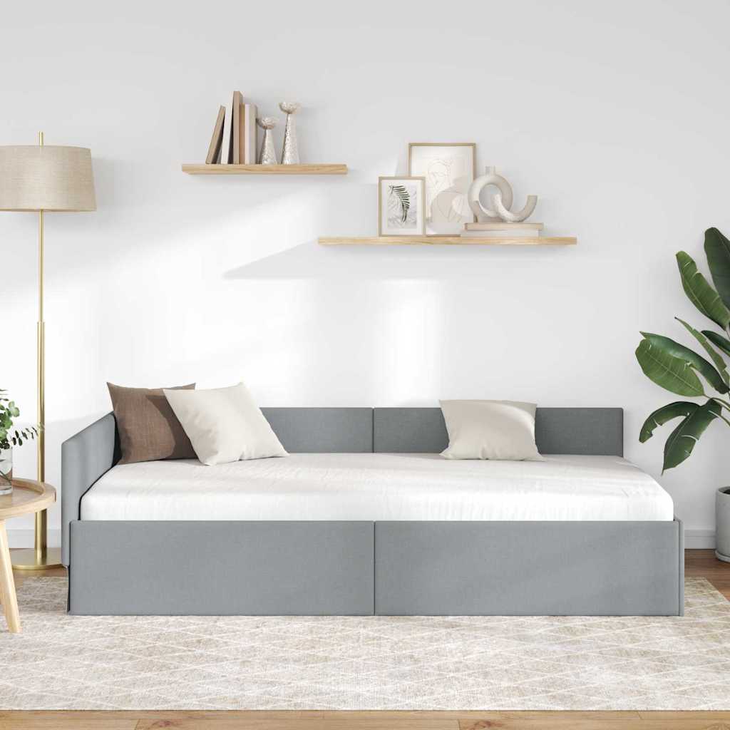Kutni okvir kreveta Svijetlo siva 100 cm x 200 cm tkanina