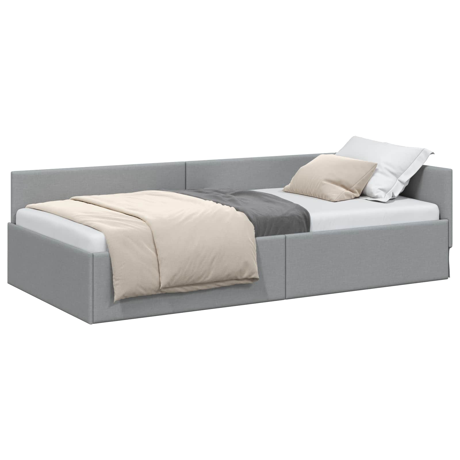 Kutni okvir kreveta Svijetlo siva 100 cm x 200 cm tkanina
