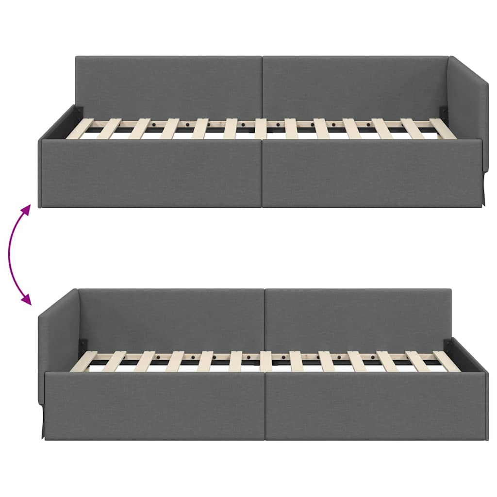 Kutni okvir kreveta Tamno siva 100 cm x 200 cm tkanina