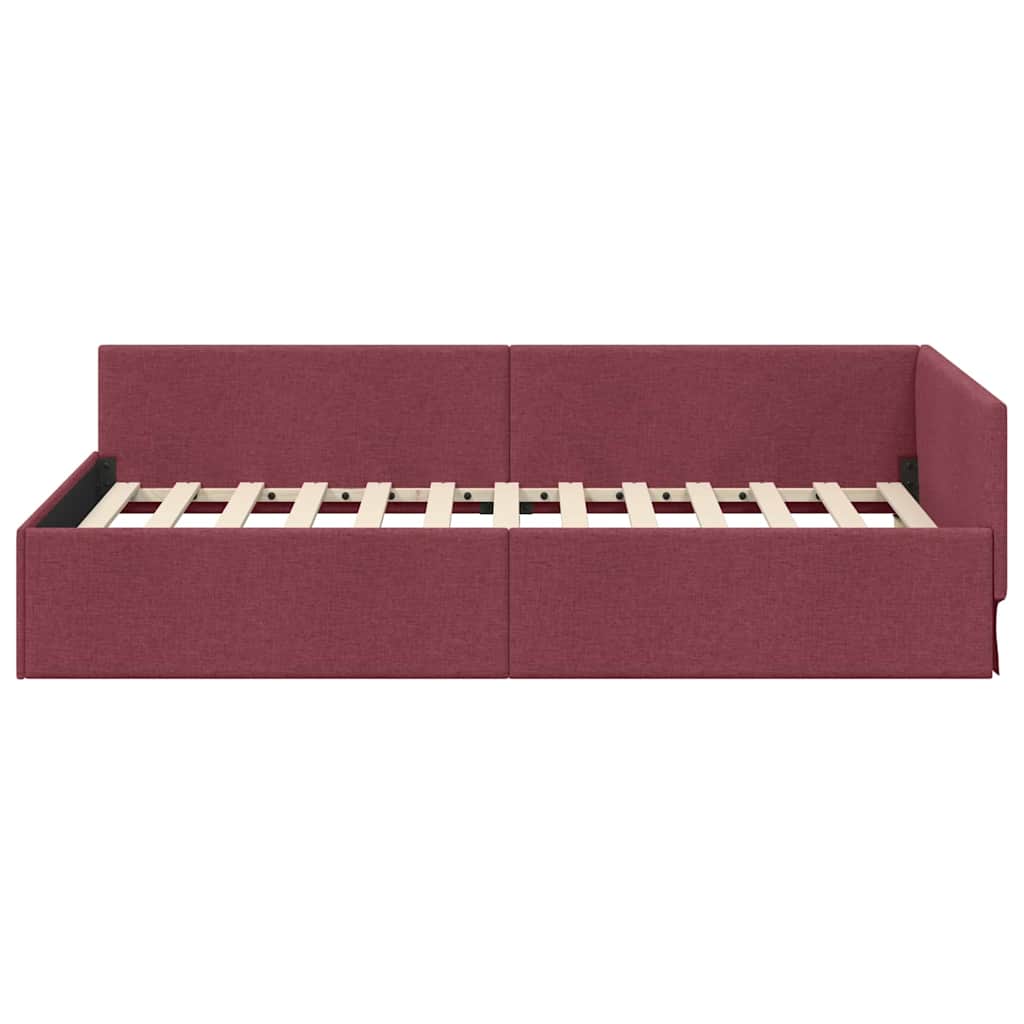 Kutni okvir kreveta Vinska crvena 100 cm x 200 cm tkanina
