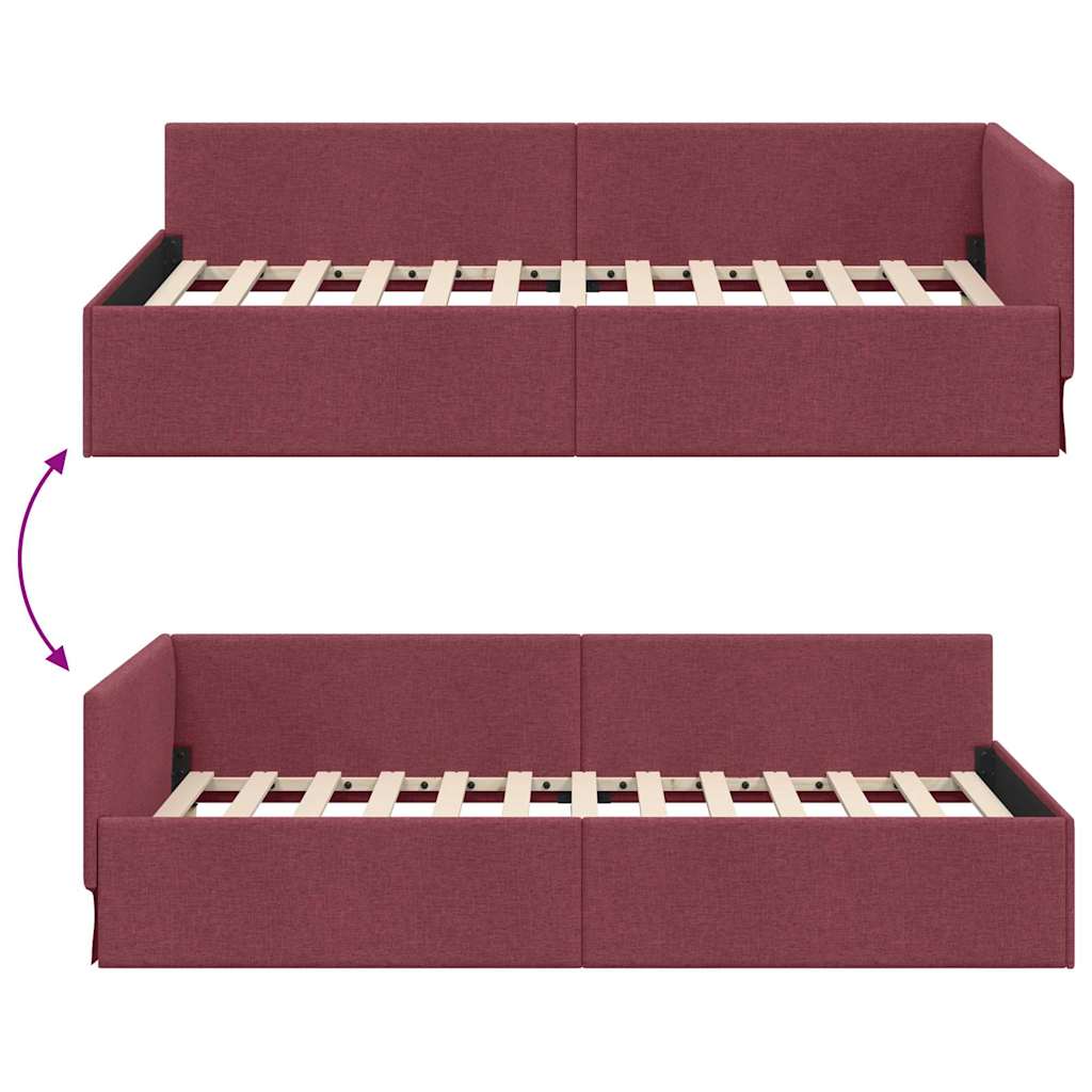 Kutni okvir kreveta Vinska crvena 100 cm x 200 cm tkanina