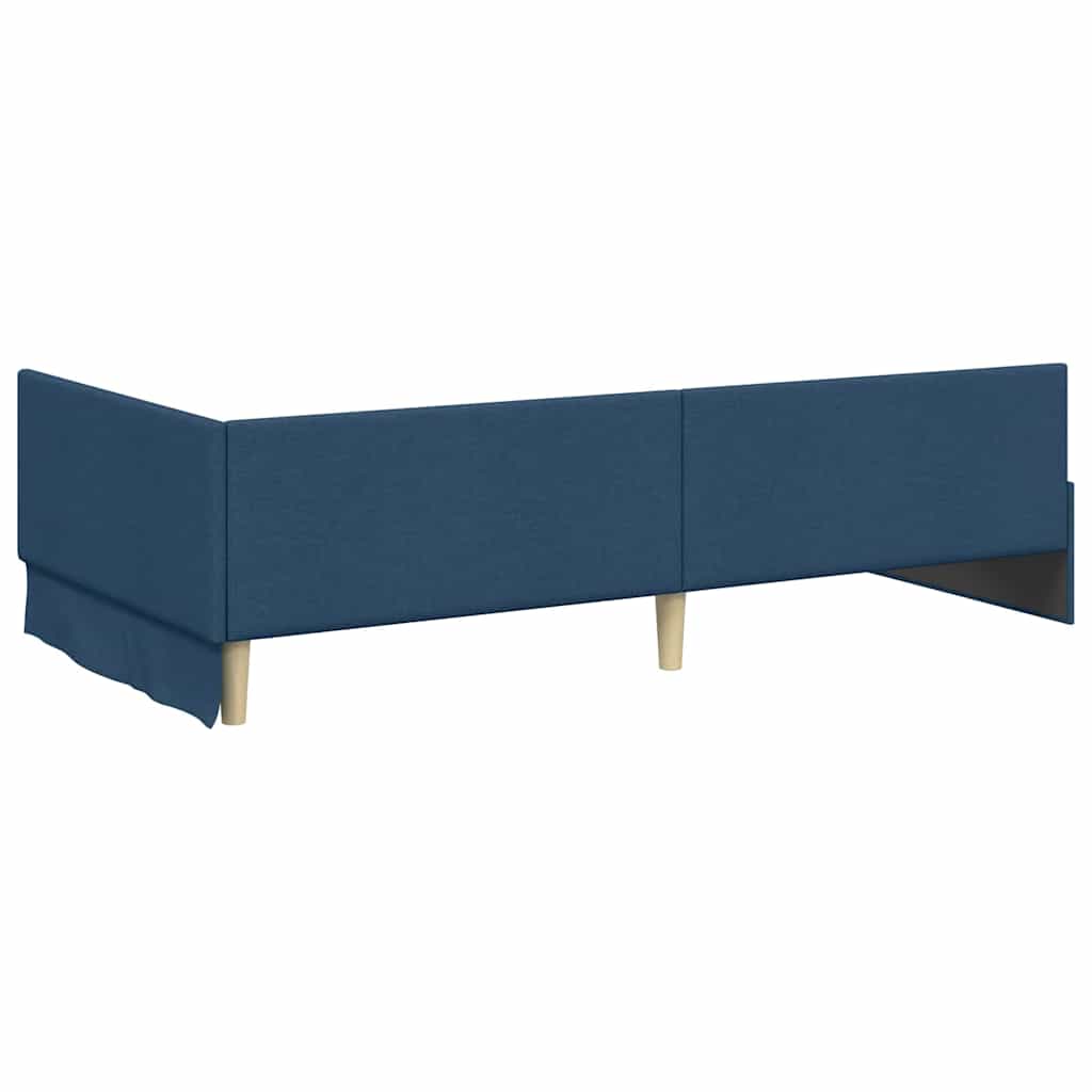 Kutni okvir kreveta s uzglavljem Plava 100 cm x 200 cm tkanina