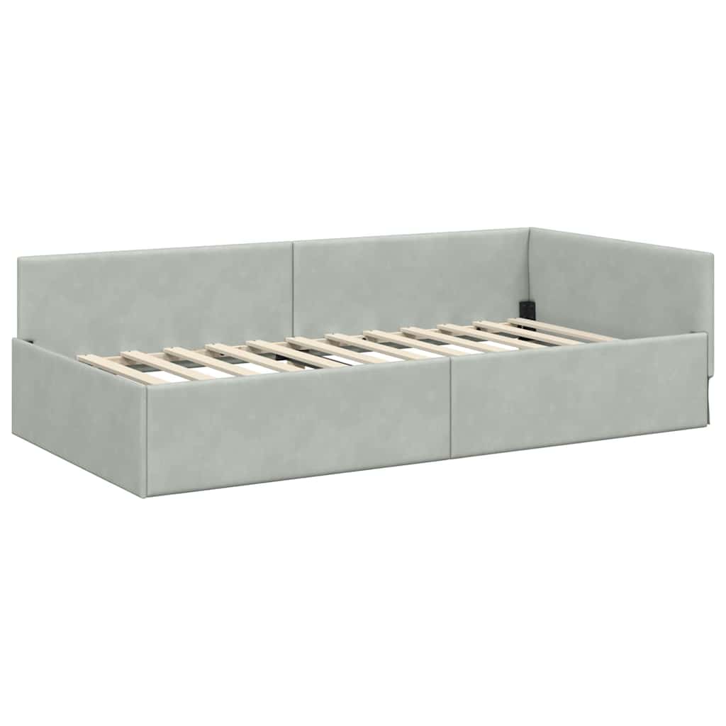 Kutni okvir kreveta Svijetlo siva 80 cm x 200 cm Baršun