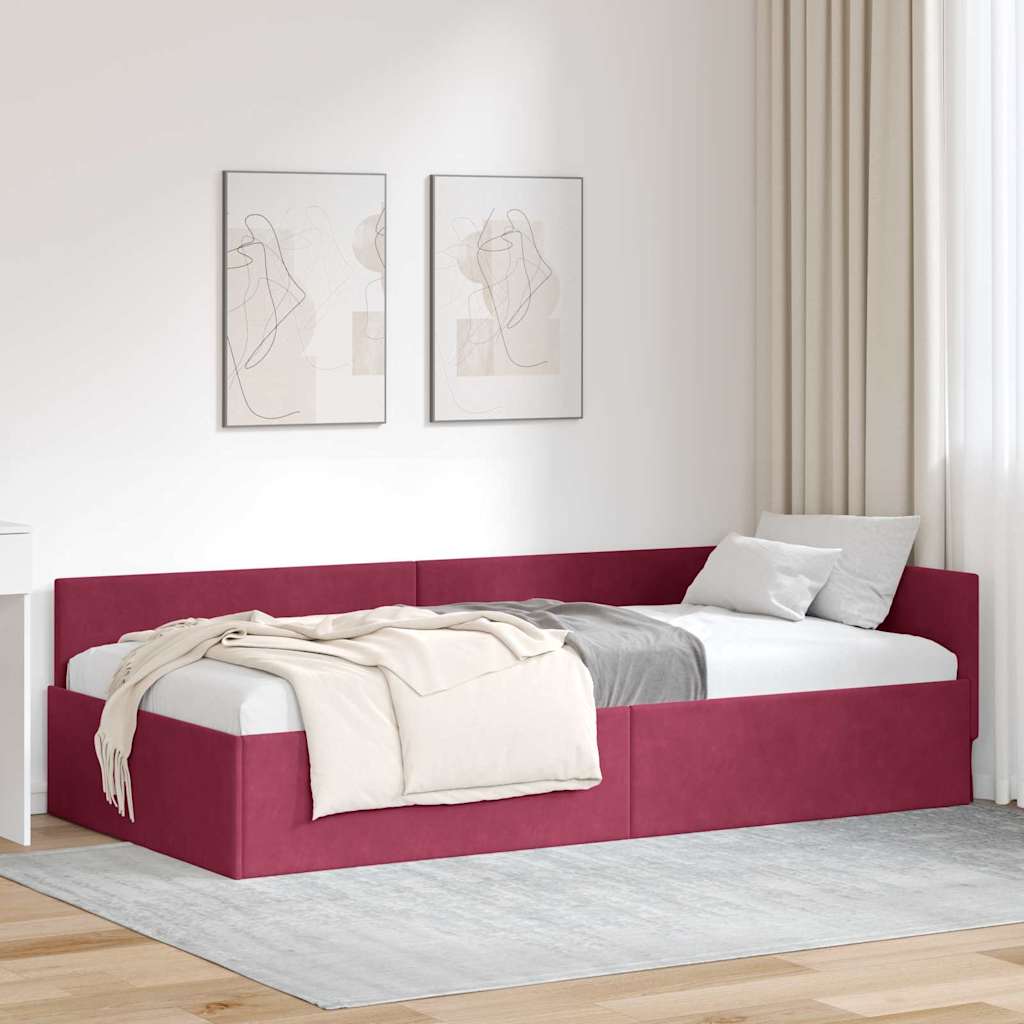 Kutni okvir kreveta Vinska crvena 80 cm x 200 cm Baršun