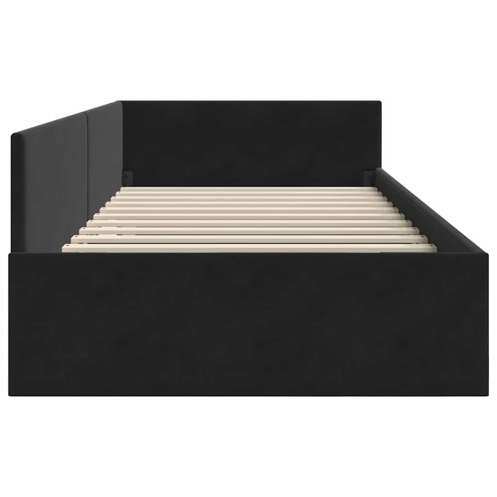 Kutni okvir kreveta s uzglavljem Crna 80 cm x 200 cm Baršun