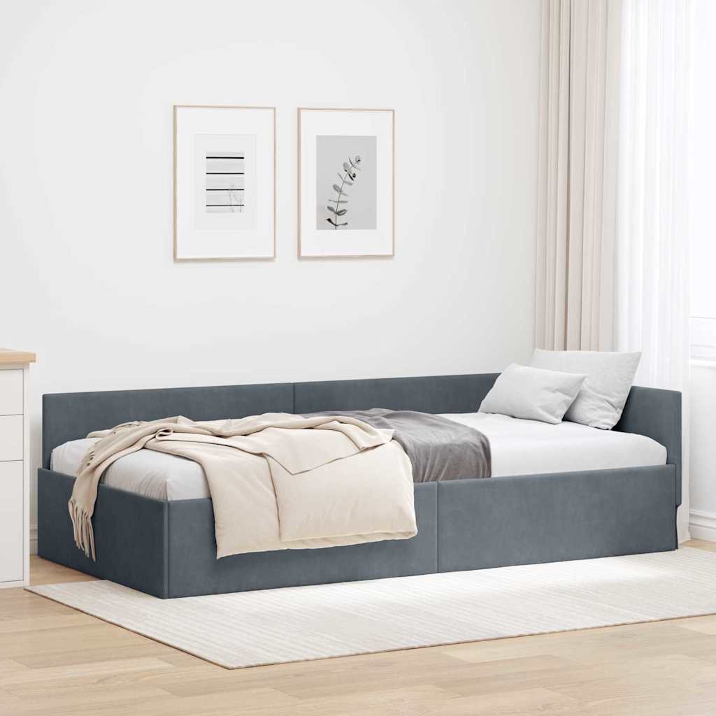 Kutni okvir kreveta Tamno siva 90 cm x 190 cm Baršun