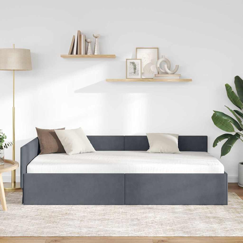 Kutni okvir kreveta Tamno siva 90 cm x 190 cm Baršun