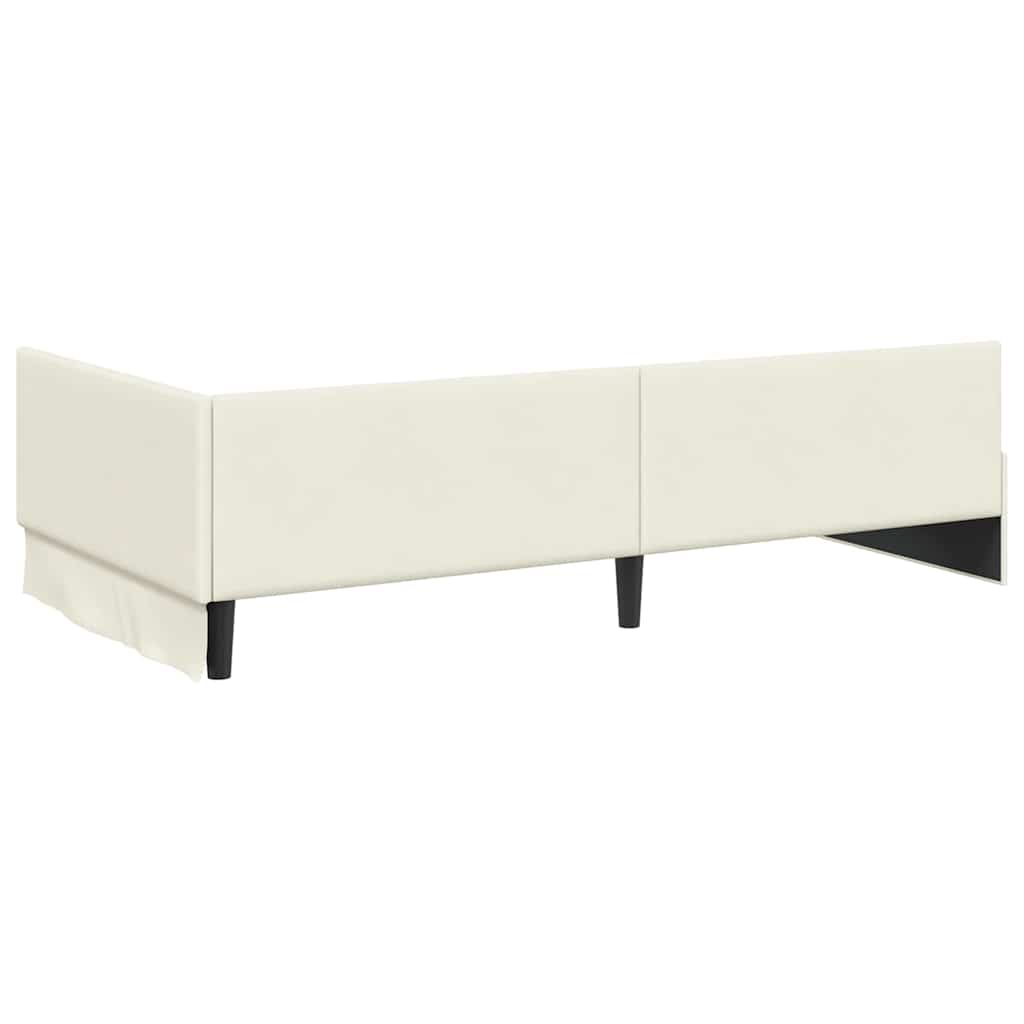Kutni okvir kreveta s uzglavljem Krema 90 cm x 190 cm Baršun