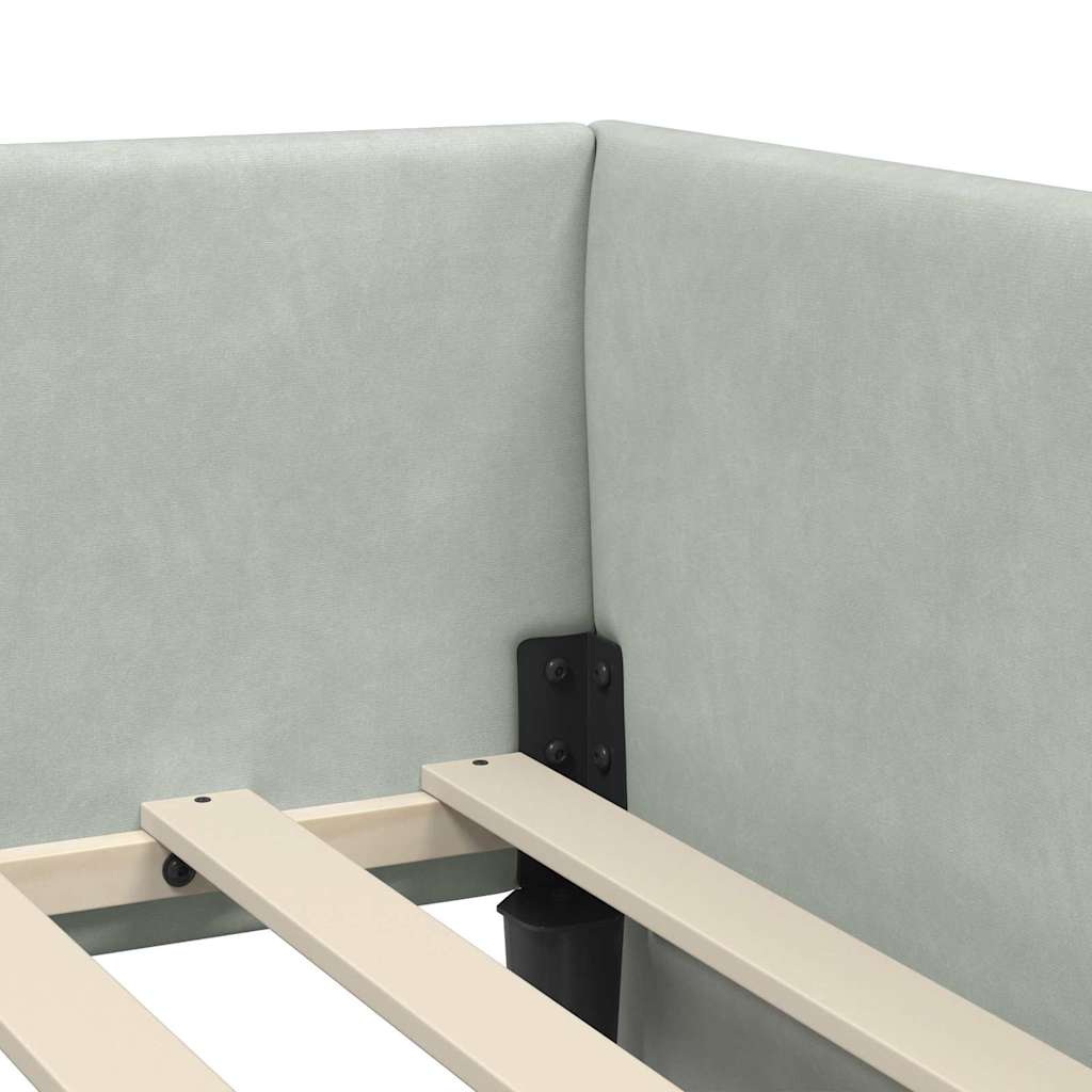 Kutni okvir kreveta Svijetlo siva 90 cm x 200 cm Baršun