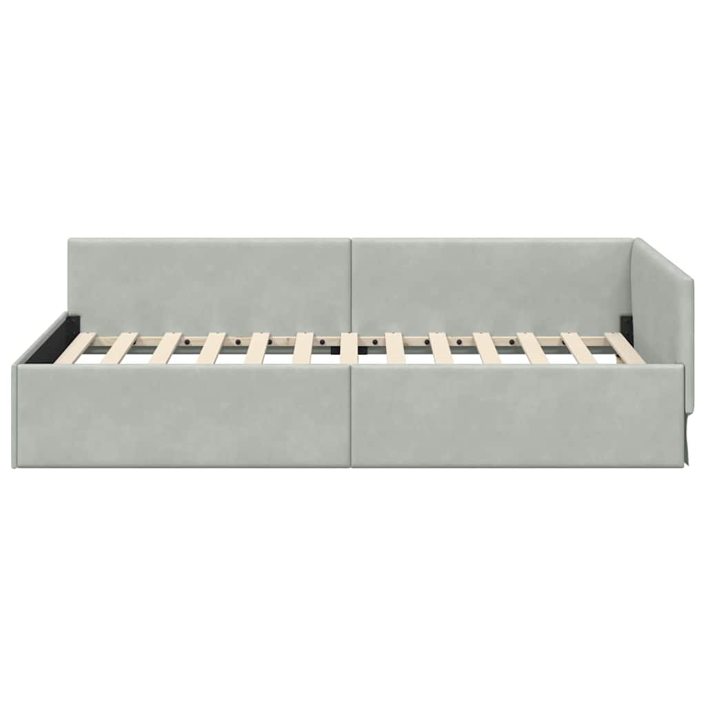 Kutni okvir kreveta Svijetlo siva 90 cm x 200 cm Baršun