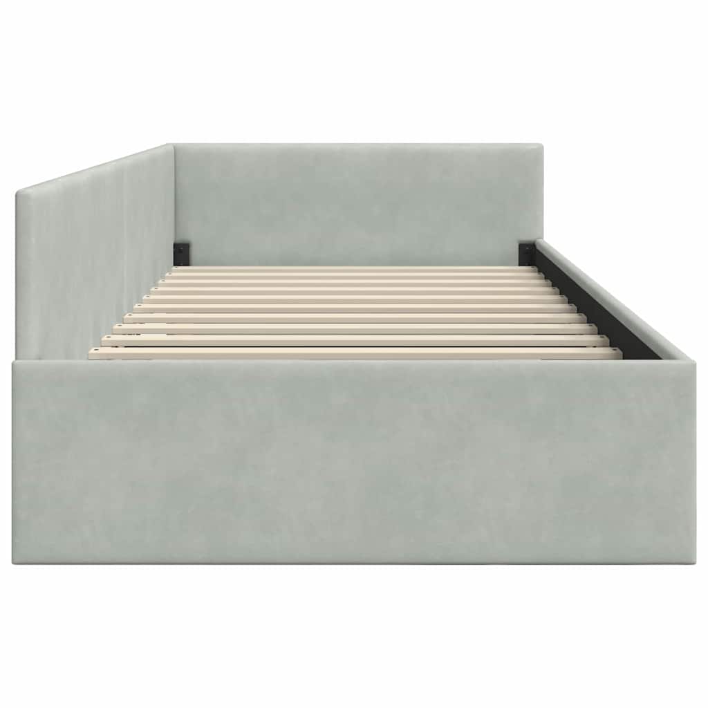 Kutni okvir kreveta Svijetlo siva 90 cm x 200 cm Baršun