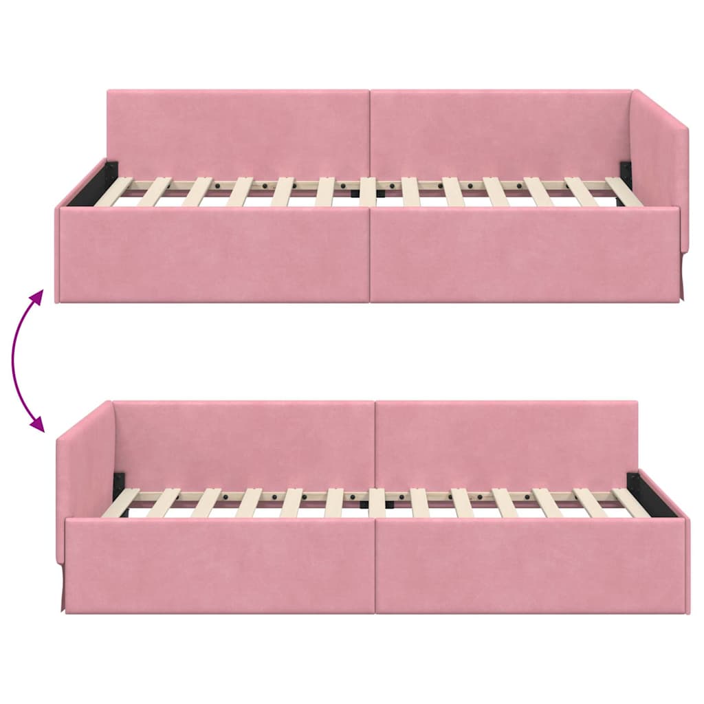 Kutni okvir kreveta Ružičasta 90 cm x 200 cm Baršun