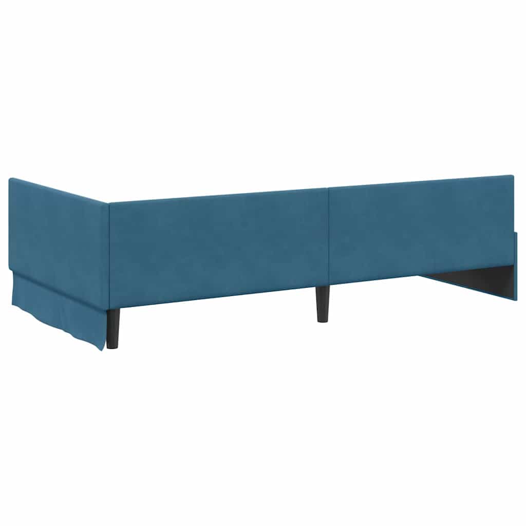 Kutni okvir kreveta s uzglavljem Plava 100 cm x 200 cm Baršun