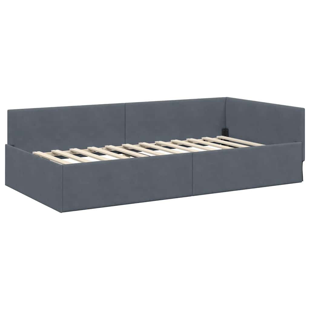 Kutni okvir kreveta Tamno siva 100 cm x 200 cm Baršun