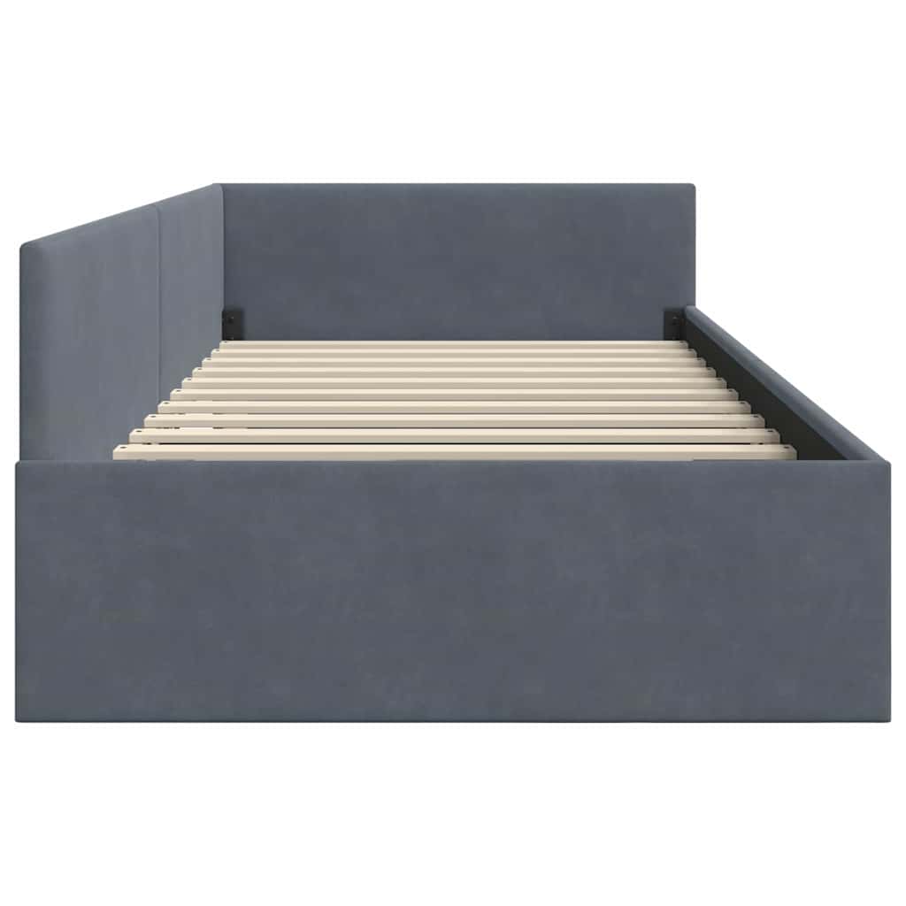 Kutni okvir kreveta Tamno siva 100 cm x 200 cm Baršun