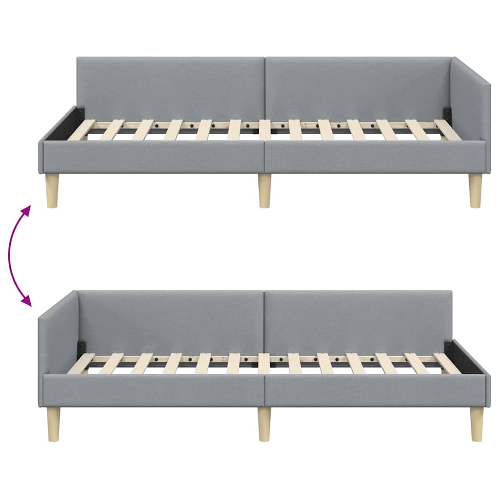 Kutni okvir kreveta Svijetlo siva 80 x 200 cm tkanina