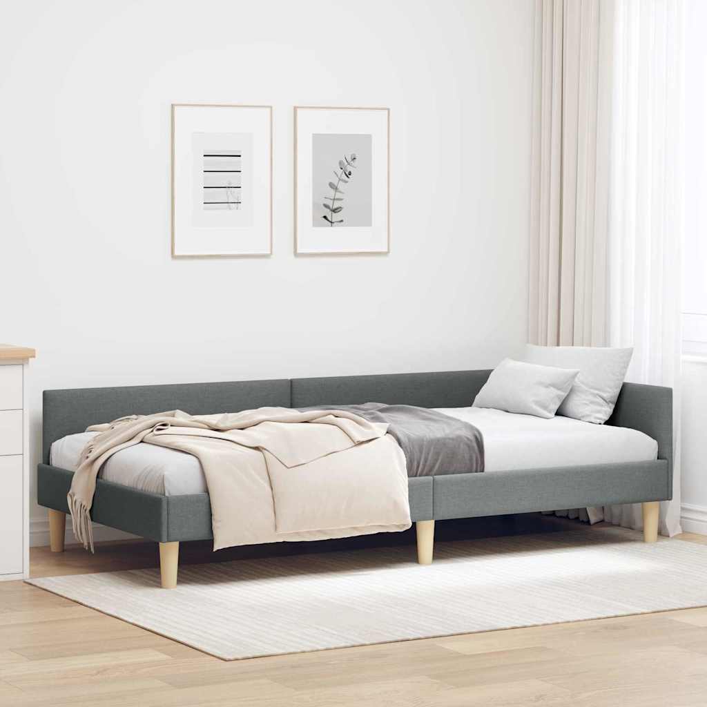 Kutni okvir kreveta Tamno siva 80 x 200 cm tkanina