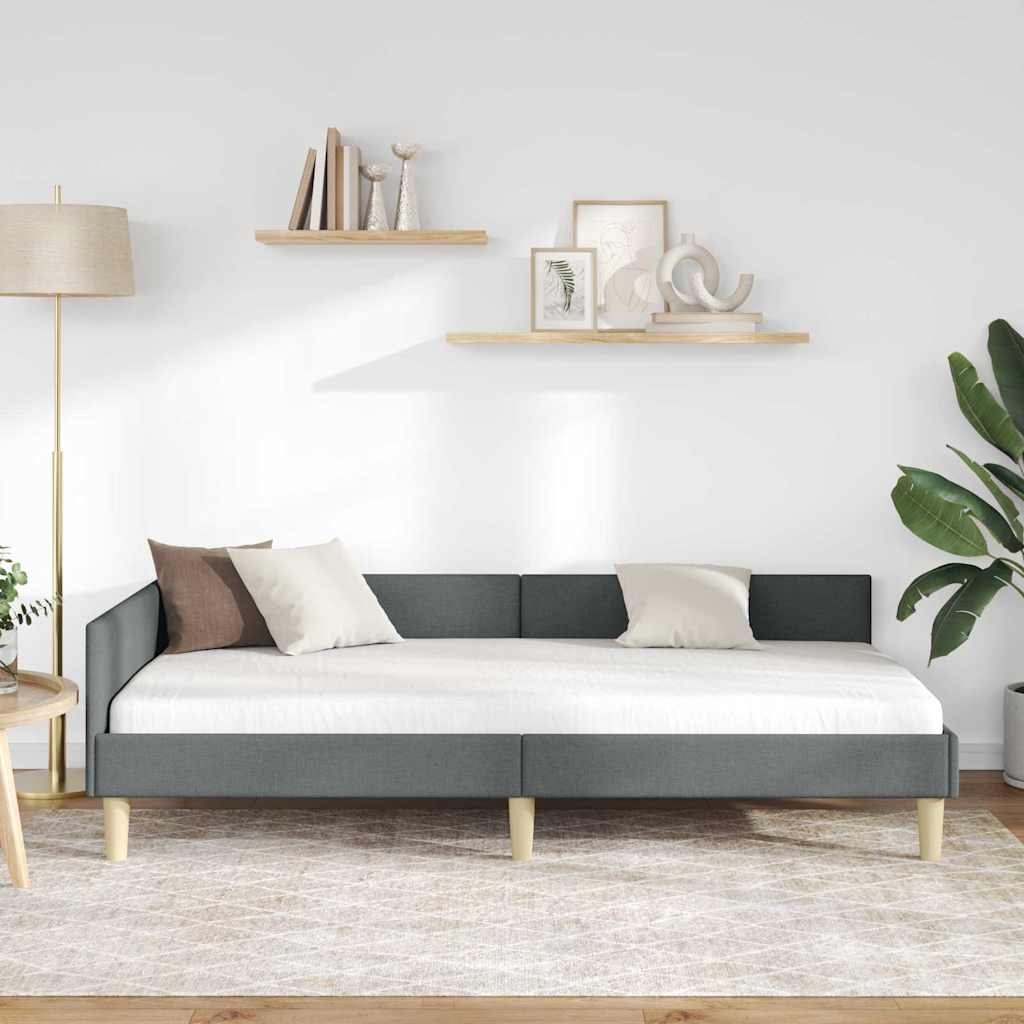 Kutni okvir kreveta Tamno siva 80 x 200 cm tkanina