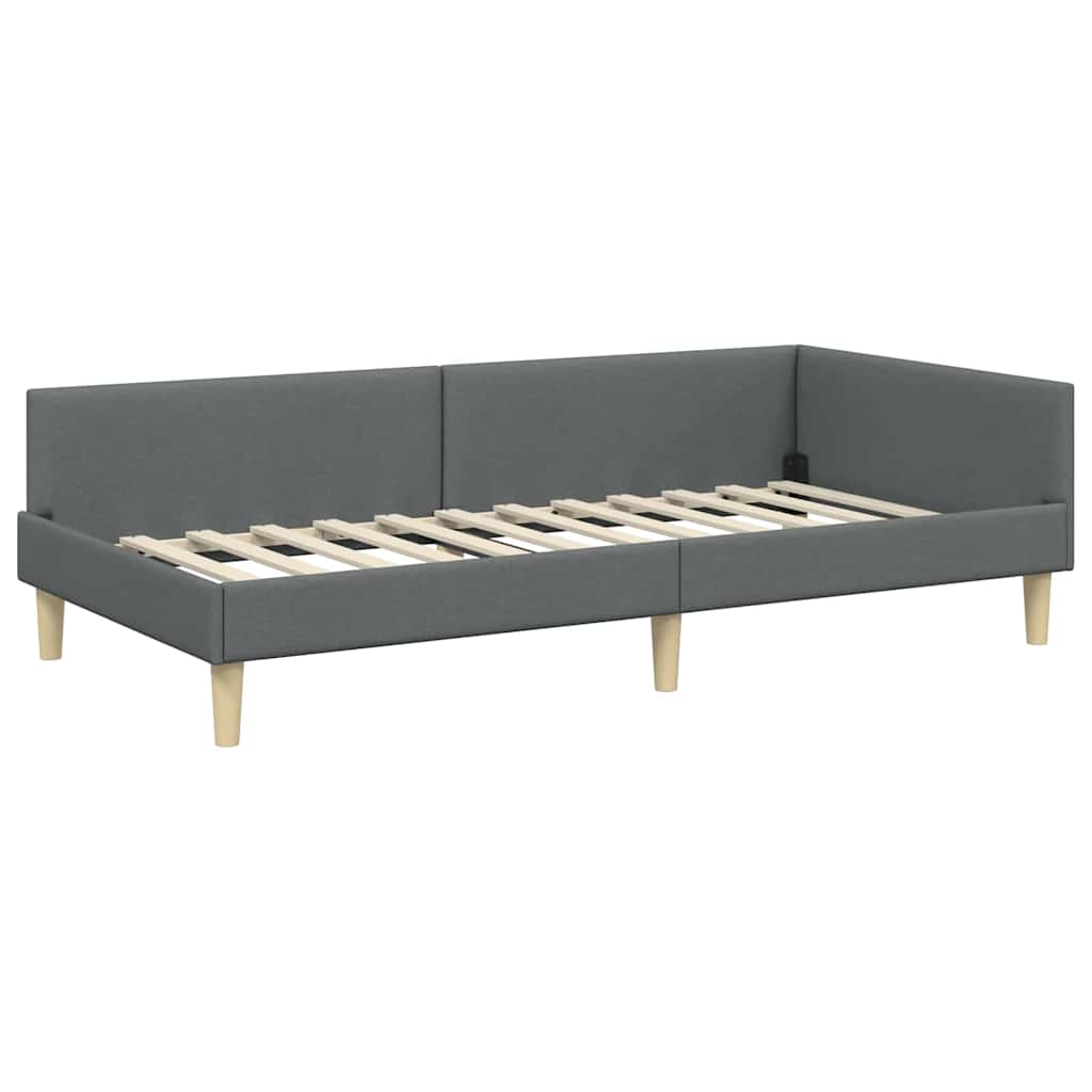 Kutni okvir kreveta Tamno siva 80 x 200 cm tkanina