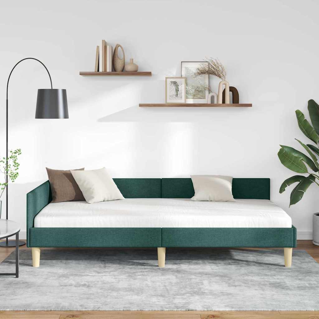 Kutni okvir kreveta Tamnozelena 80 x 200 cm tkanina