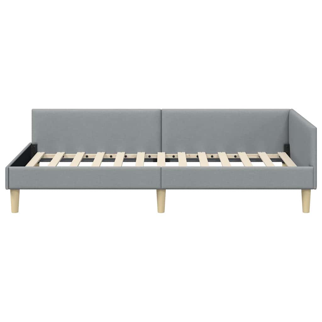 Kutni okvir kreveta Svijetlo siva 90 x 200 cm tkanina