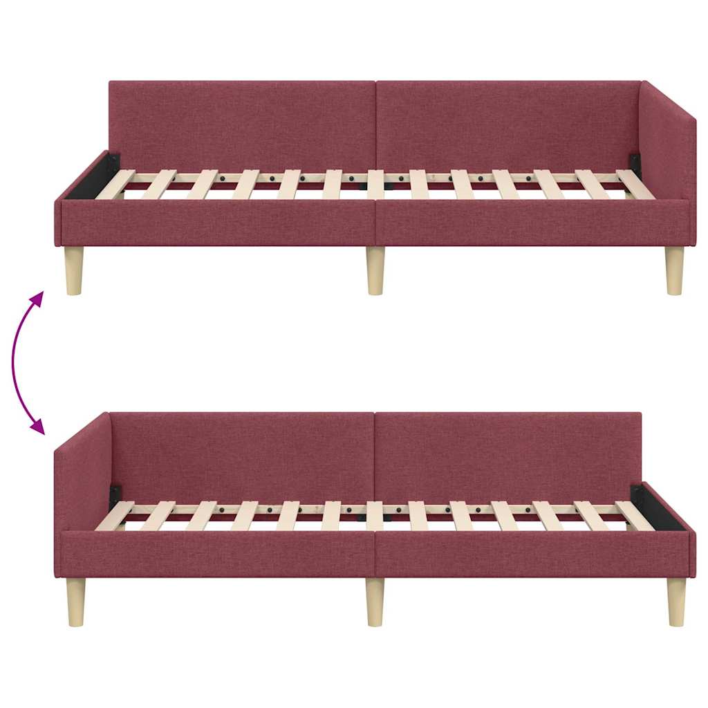 Kutni okvir kreveta Vinska crvena 90 x 200 cm tkanina