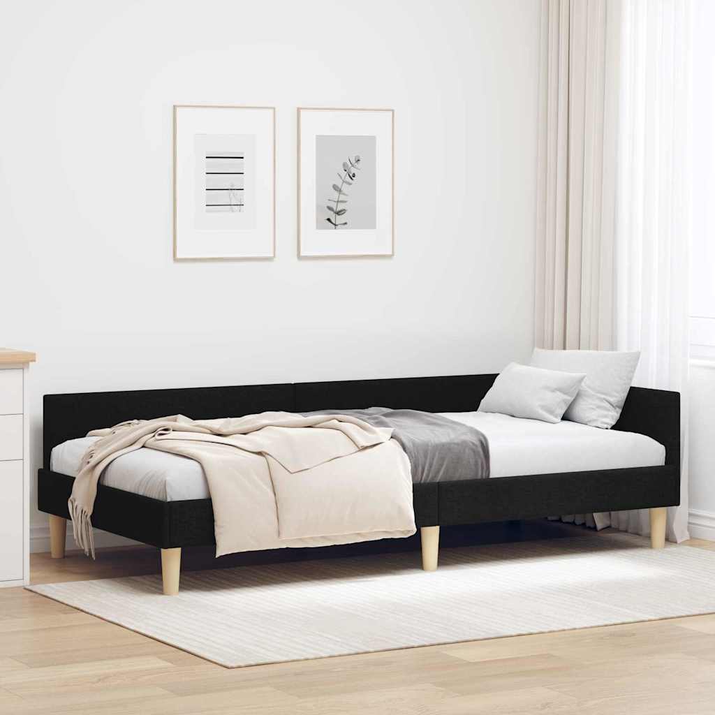 Kutni okvir kreveta Crna 100 x 200 cm tkanina