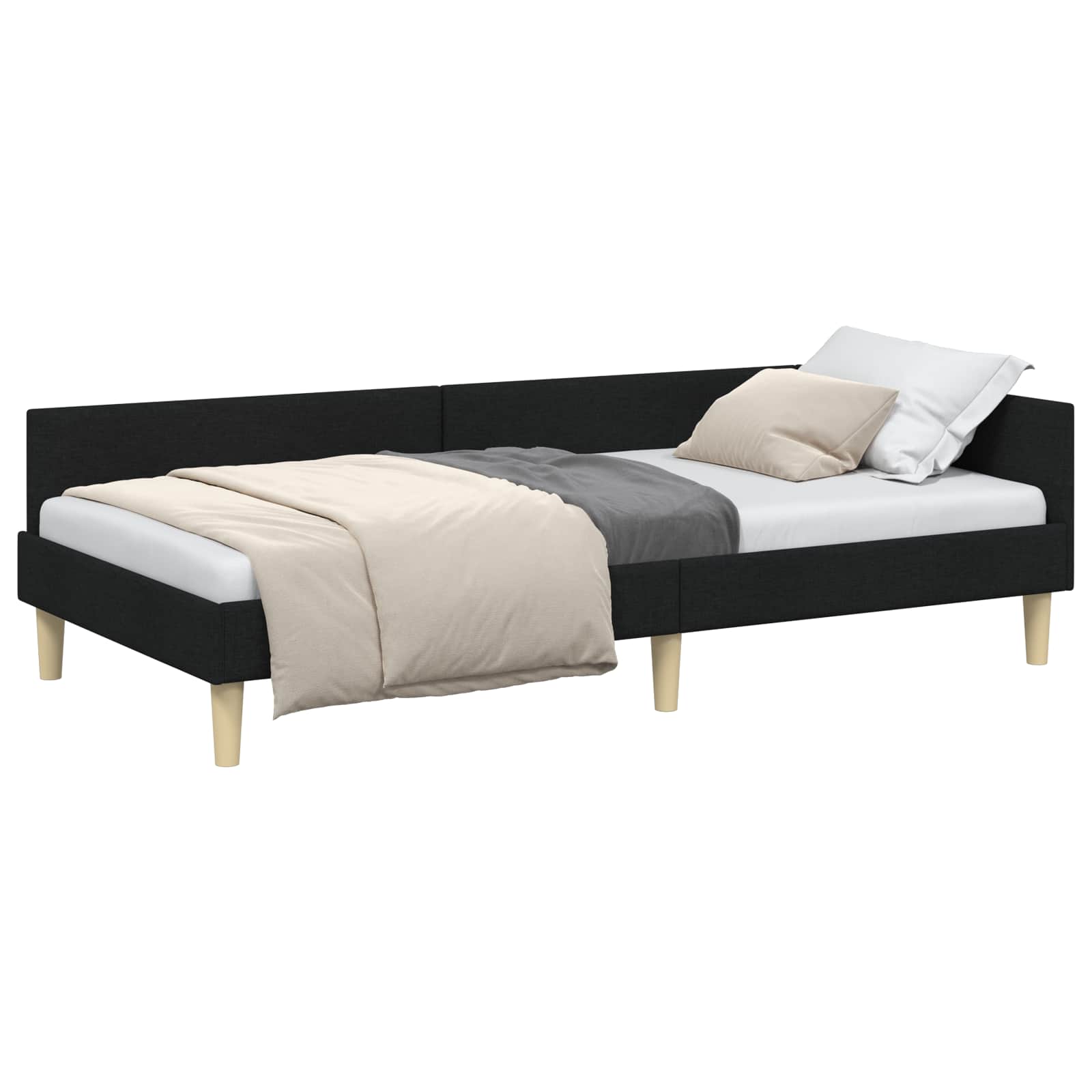 Kutni okvir kreveta Crna 100 x 200 cm tkanina