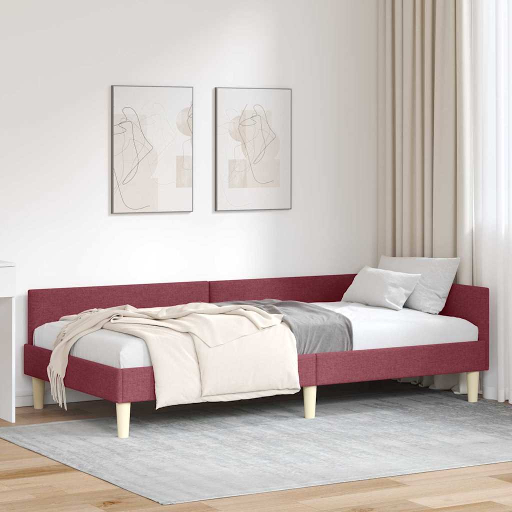 Kutni okvir kreveta Vinska crvena 100 x 200 cm tkanina