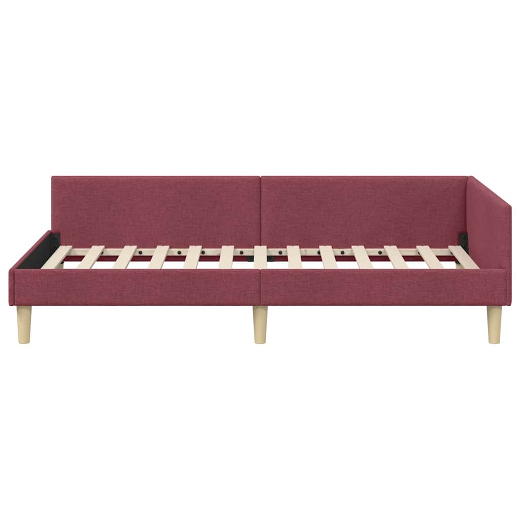 Kutni okvir kreveta Vinska crvena 100 x 200 cm tkanina