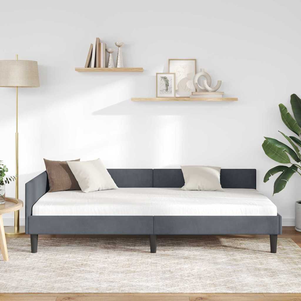 Kutni okvir kreveta Tamno siva 80 cm x 200 cm Baršun