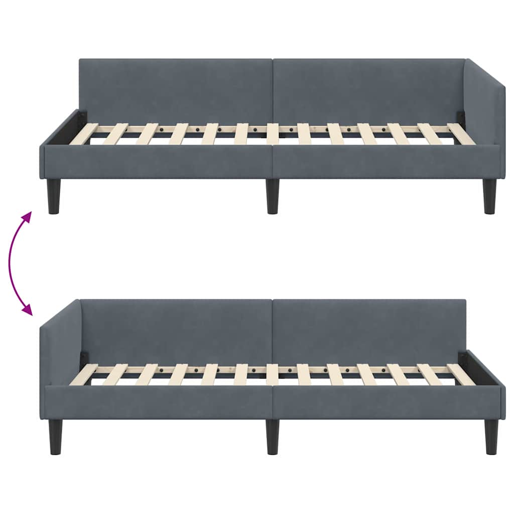 Kutni okvir kreveta Tamno siva 80 cm x 200 cm Baršun