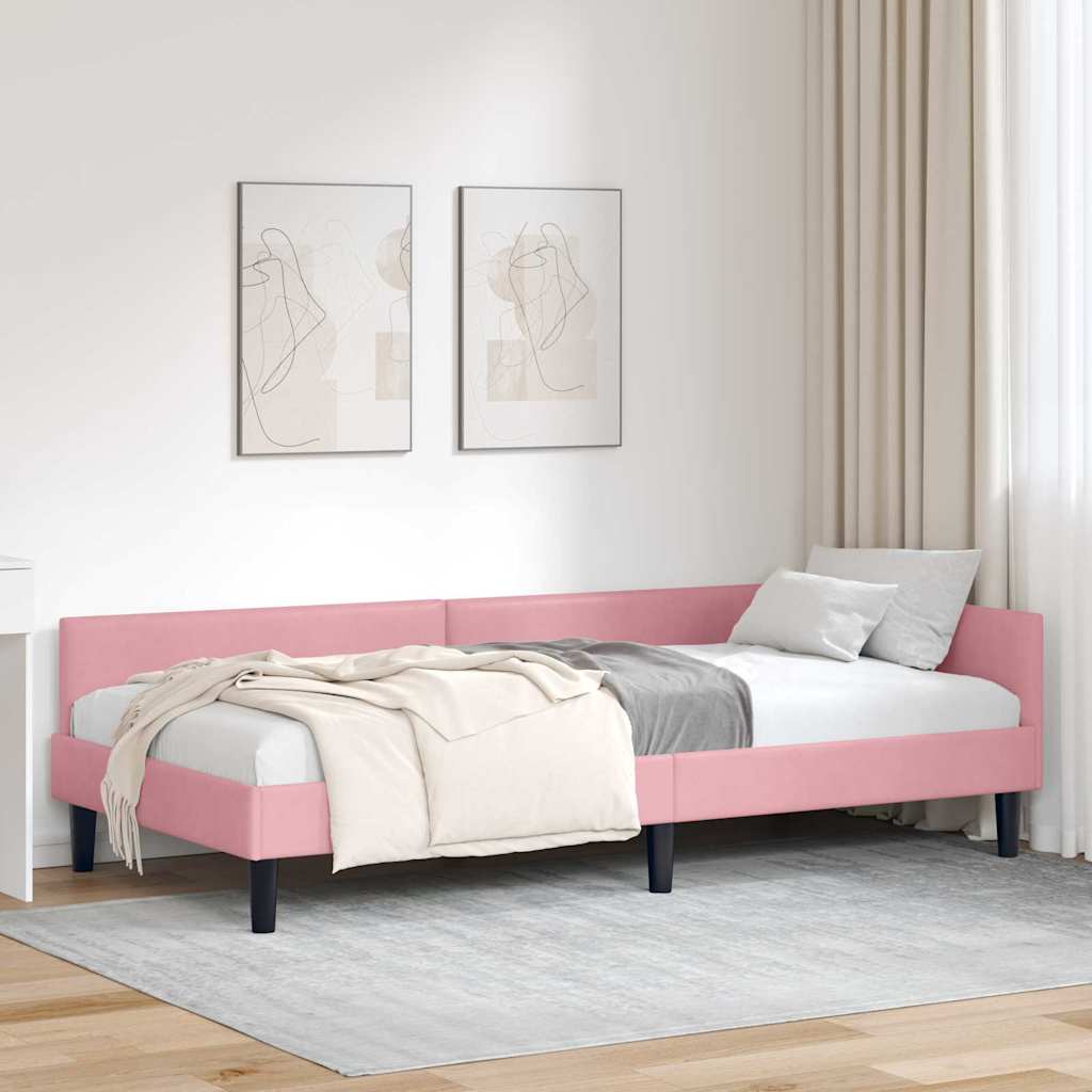 Kutni okvir kreveta Ružičasta 80 cm x 200 cm Baršun