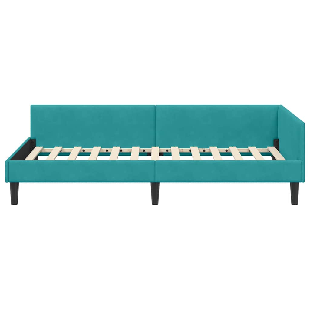 Kutni okvir kreveta s uzglavljem Tirkizna 80 cm x 200 cm Baršun