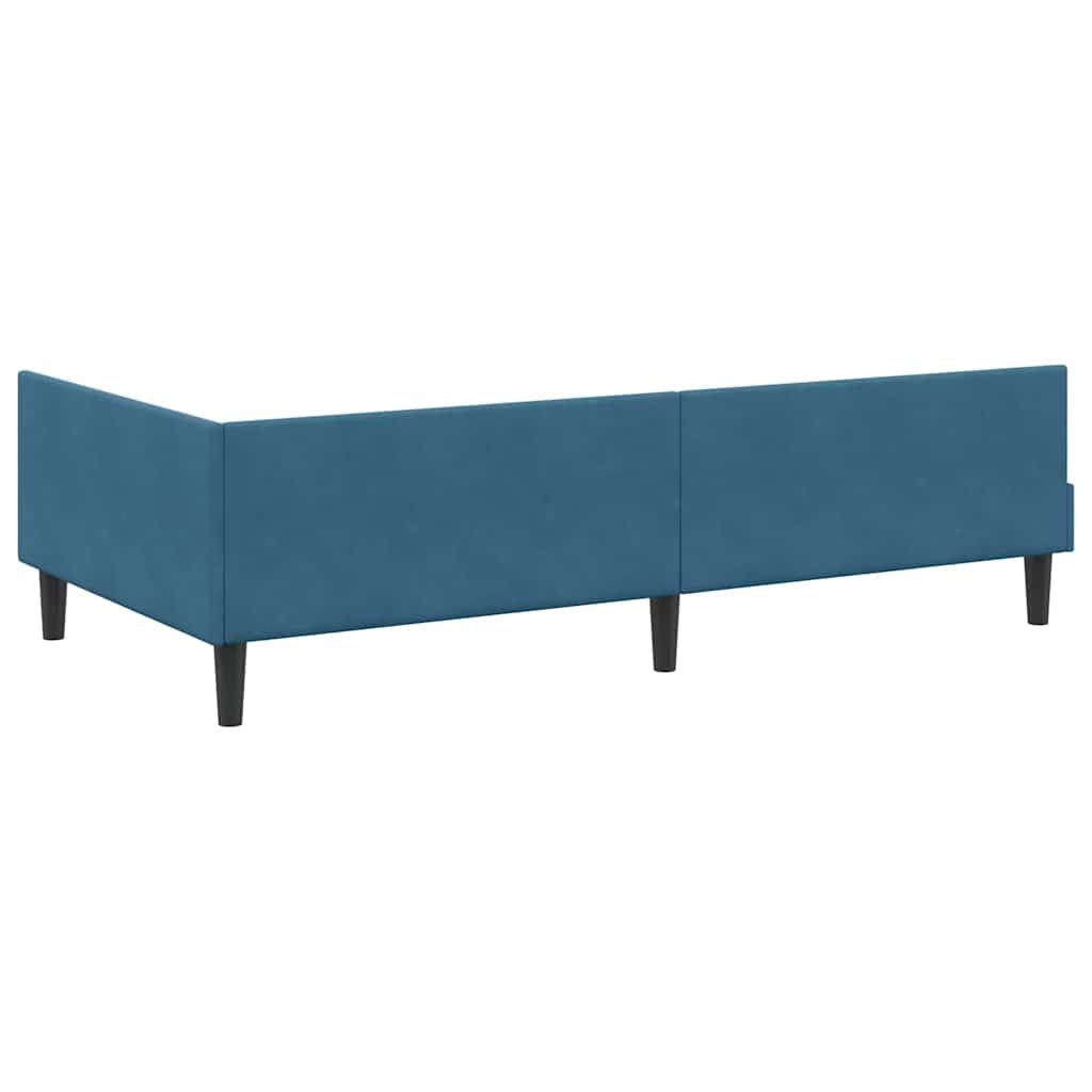 Kutni okvir kreveta s uzglavljem Plava 90 cm x 190 cm Baršun