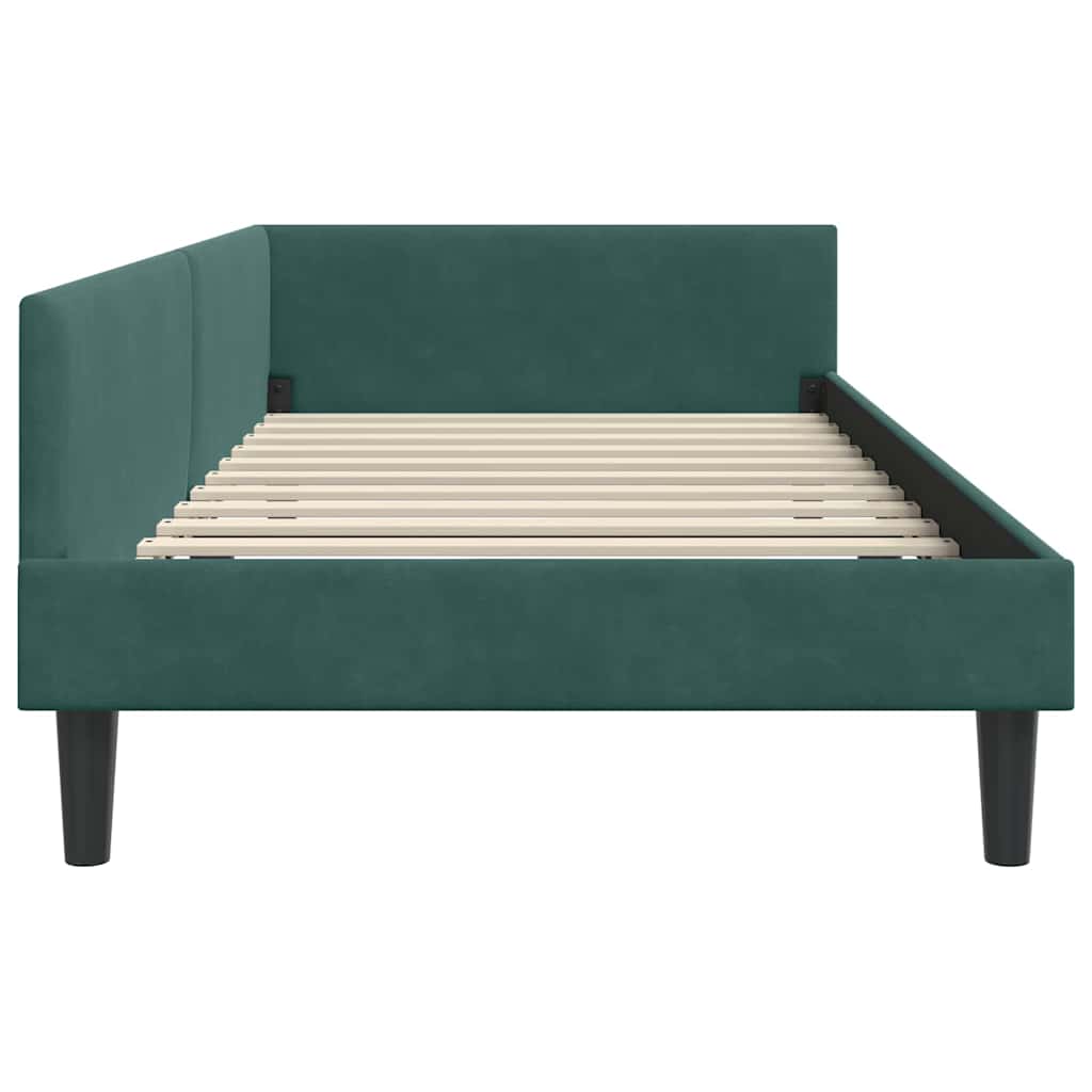 Kutni okvir kreveta Tamnozelena 90 cm x 190 cm Baršun